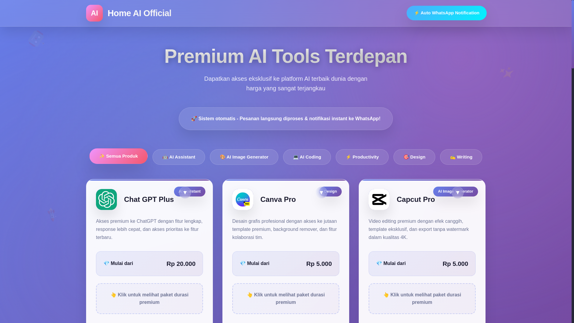 website screenshot of https://akun-premium.pro/
