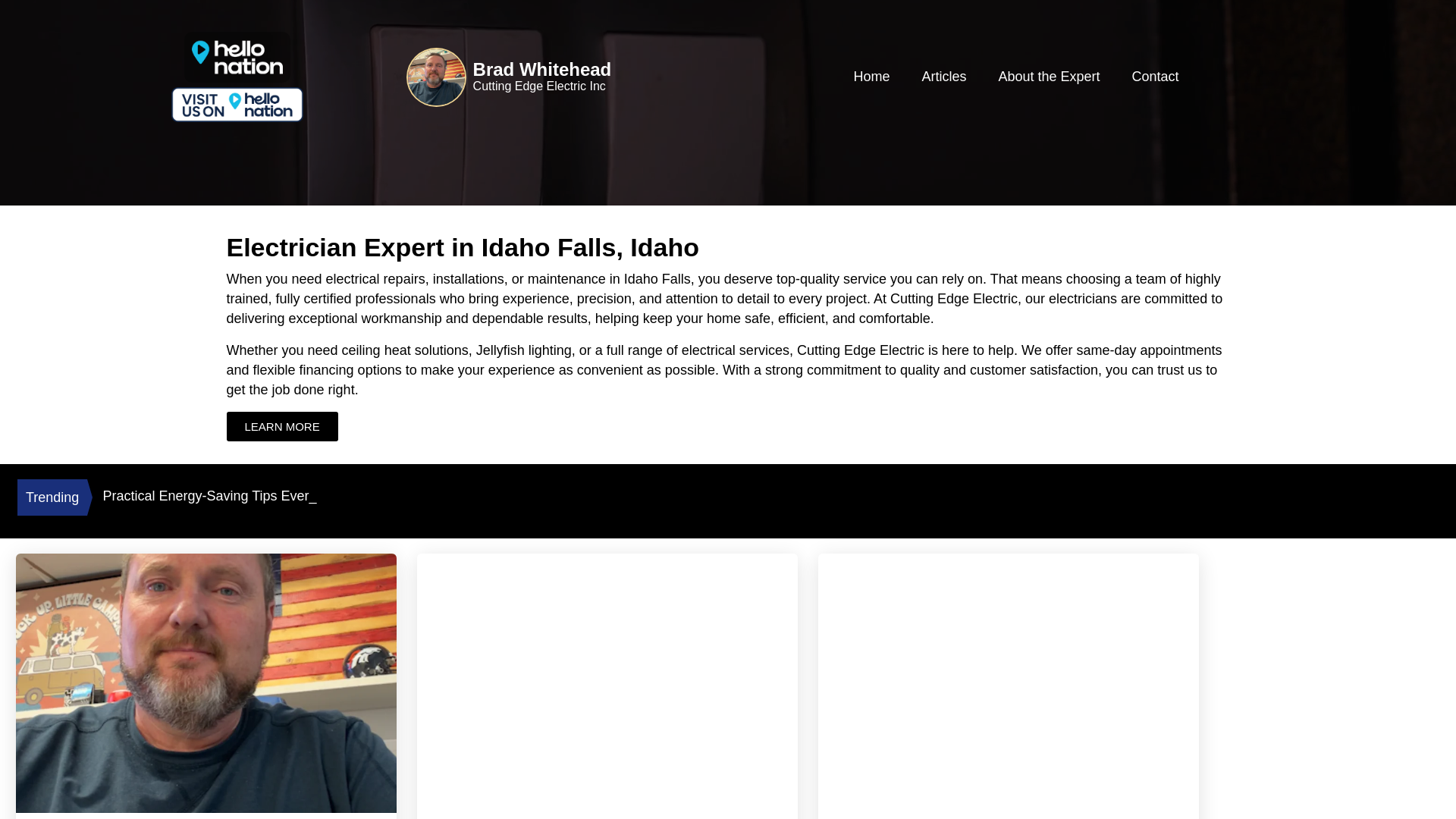 website screenshot of https://electricianexpertinidahofallsid.org/