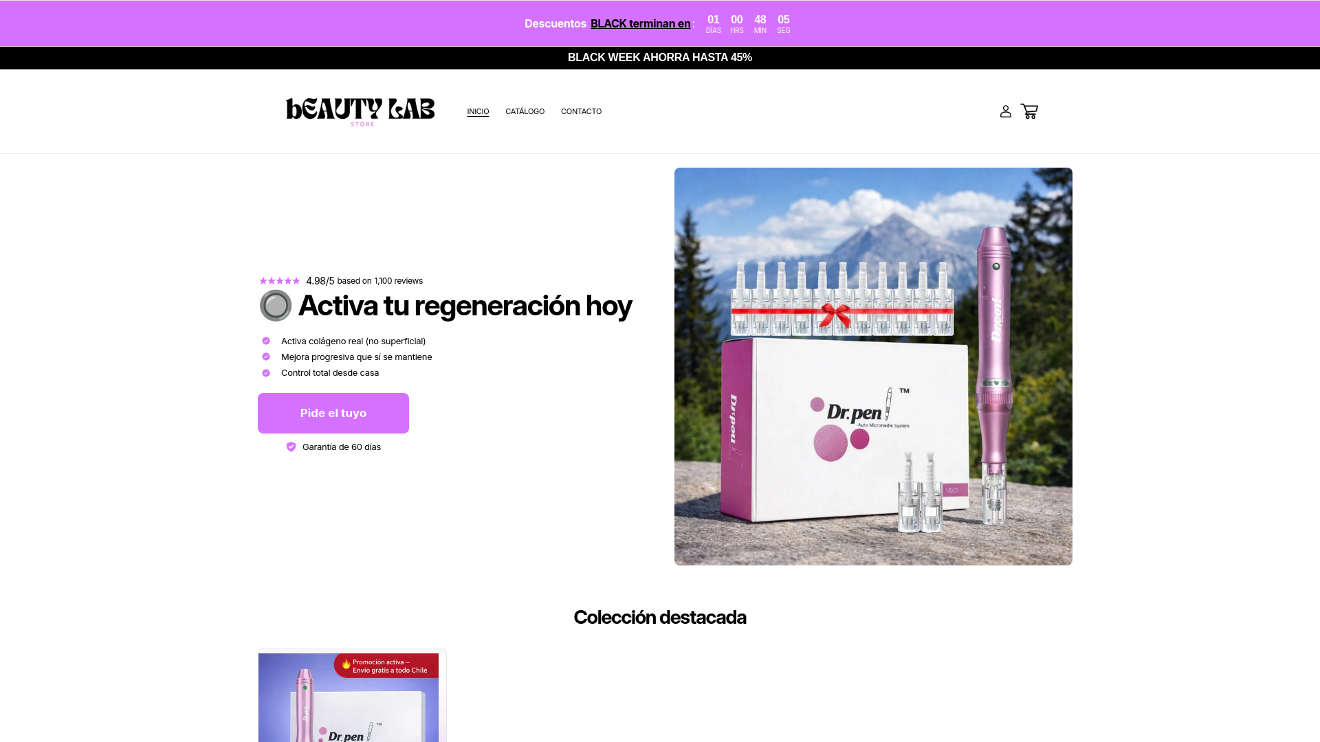 website screenshot of https://beautylabstorechile.com/
