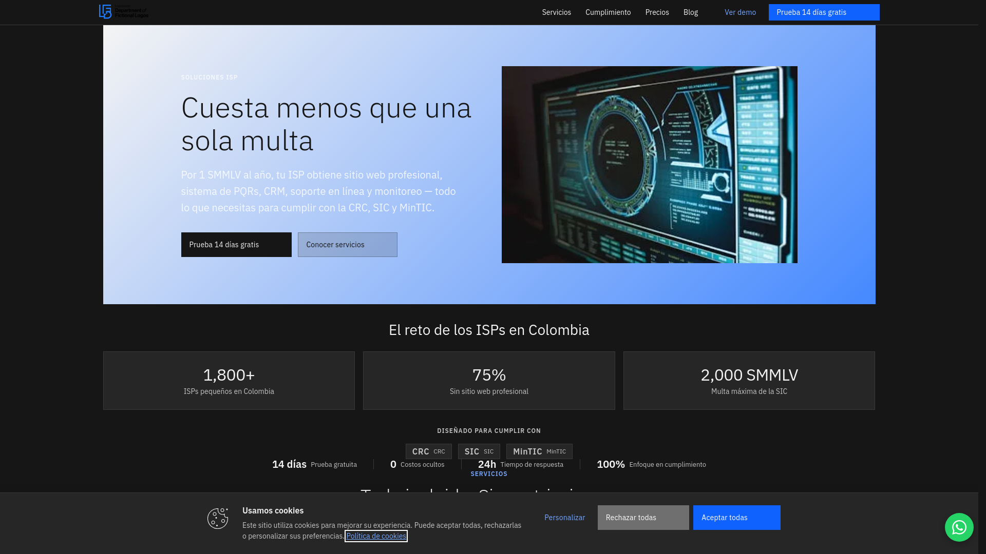 website screenshot of https://isp-soluciones.com