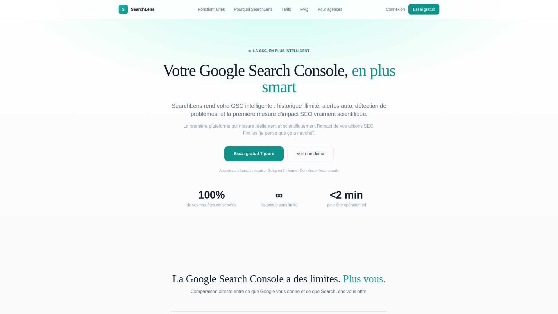 website screenshot of https://searchlens.fr/