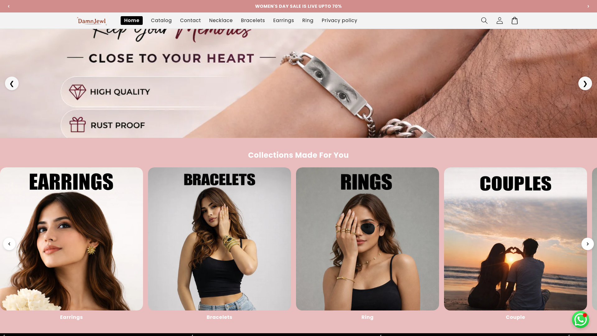 website screenshot of https://damnjewl.shop/