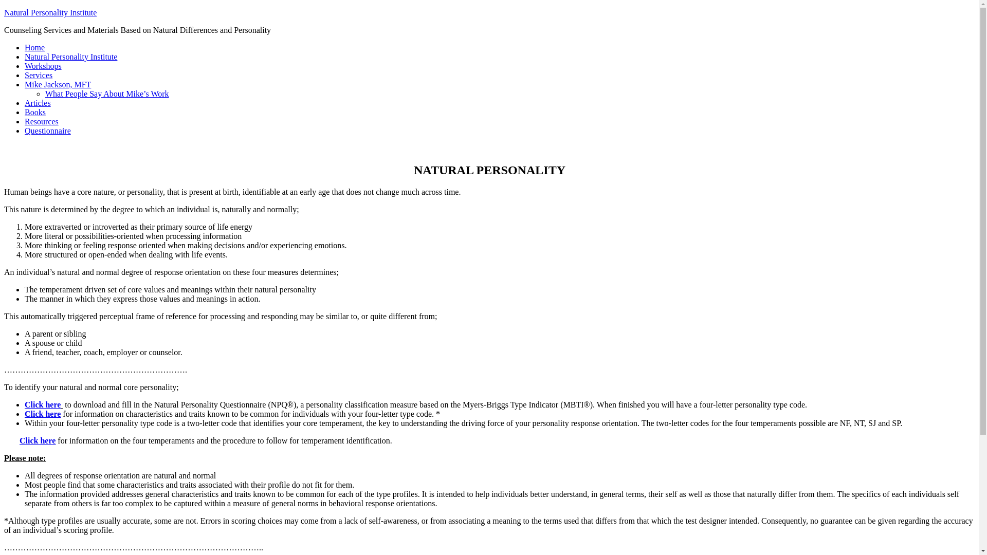 website screenshot of https://naturalpersonalityinstitute.pages.dev/