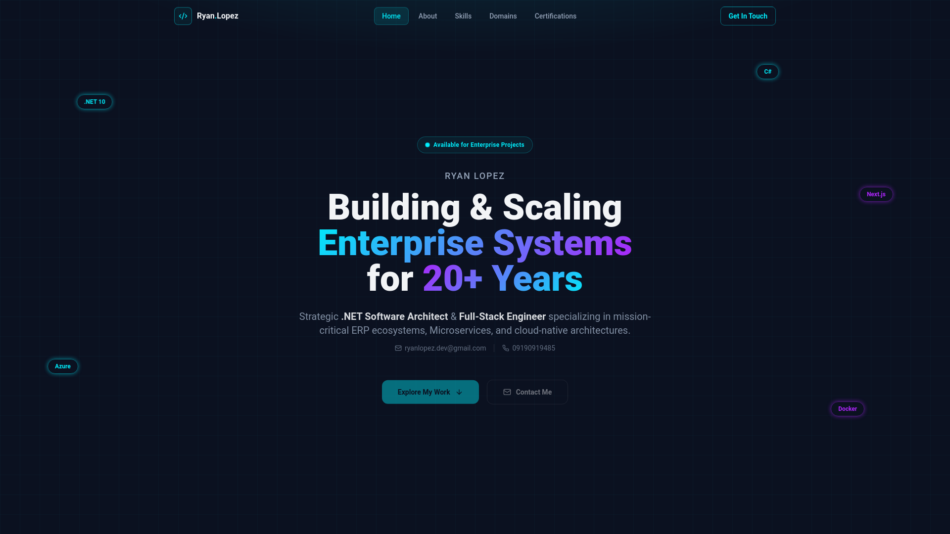 website screenshot of https://ryanlopez.dev/