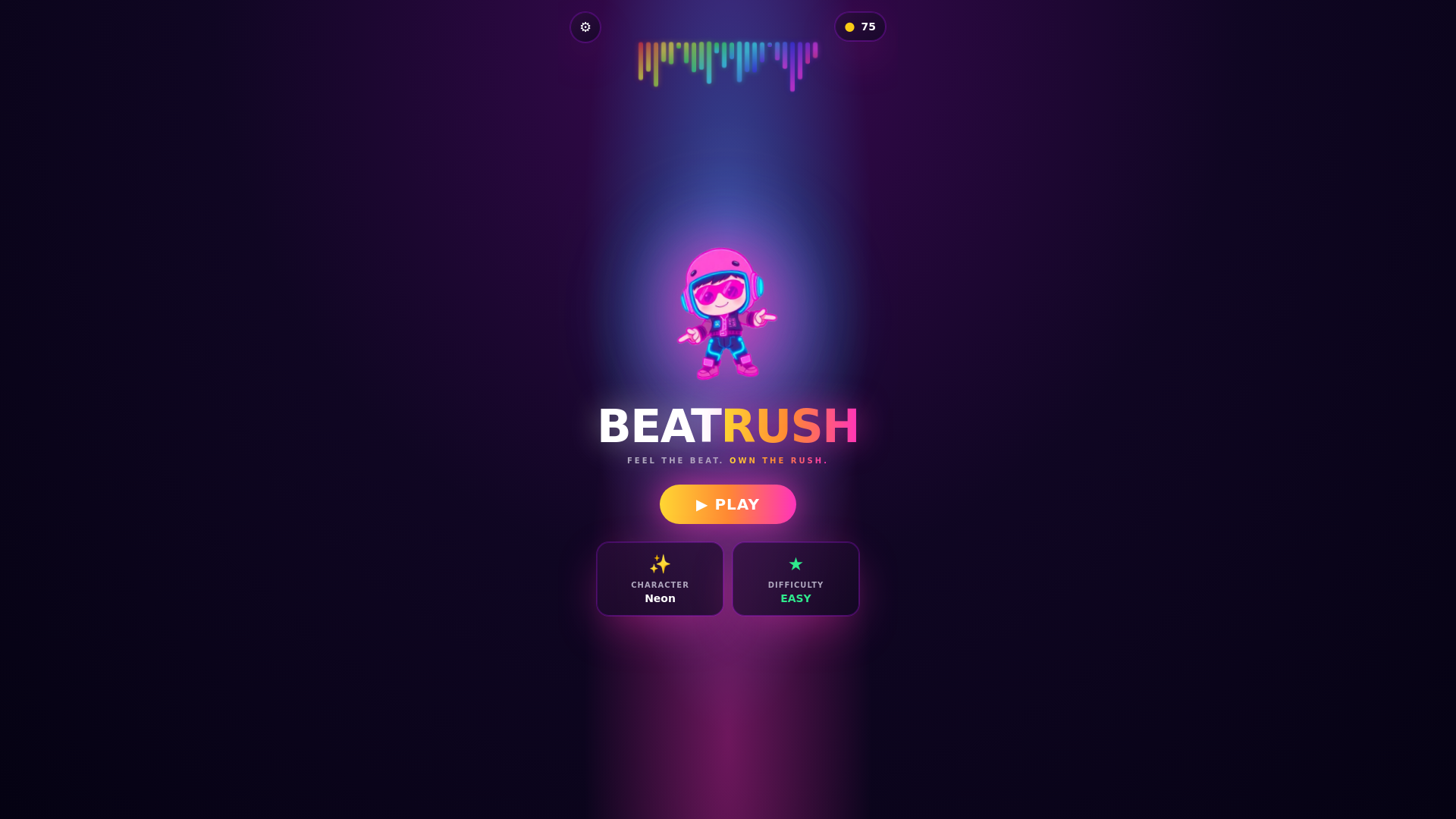 website screenshot of https://beatrush.online/
