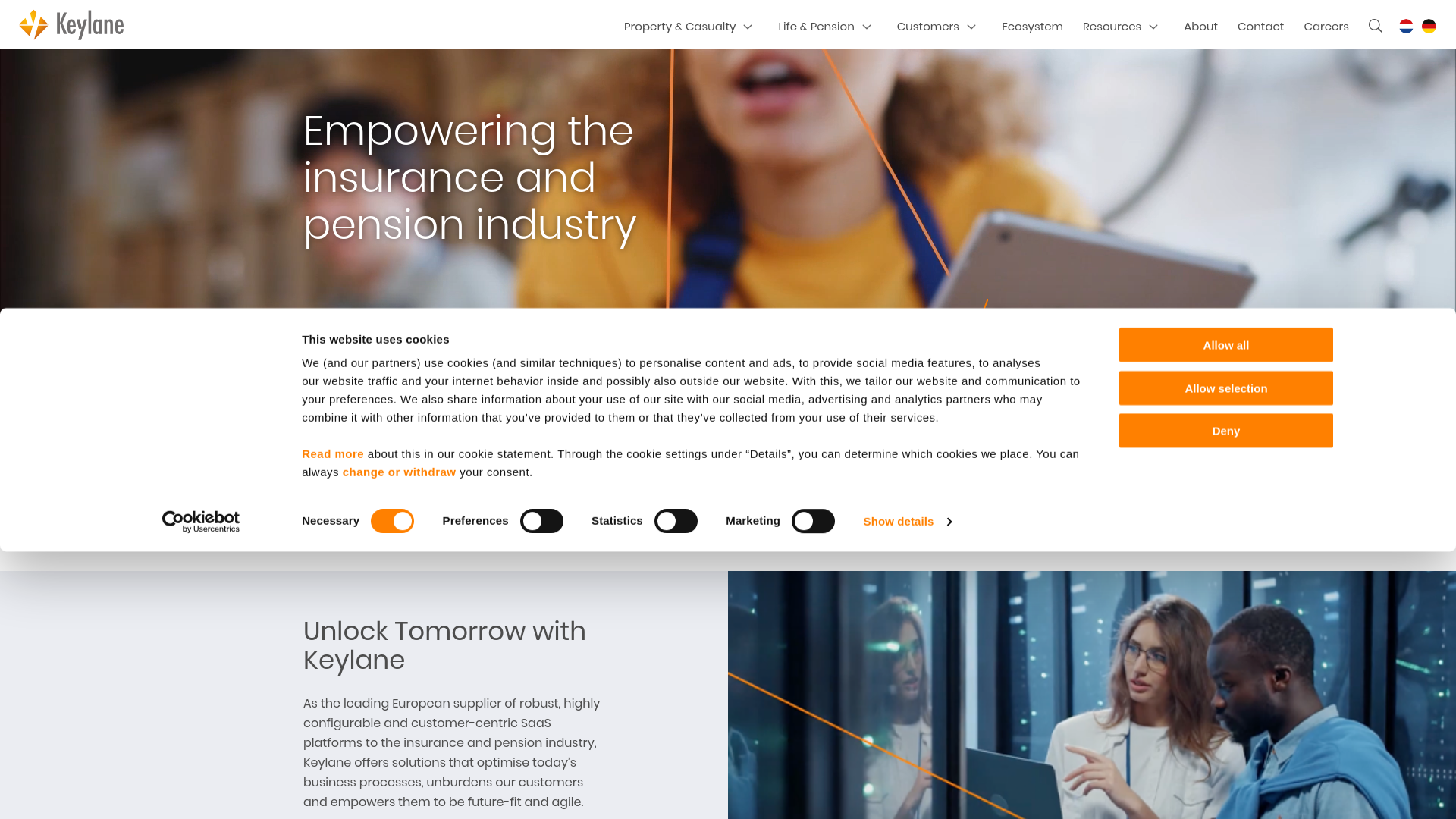 website screenshot of https://keylane.com/
