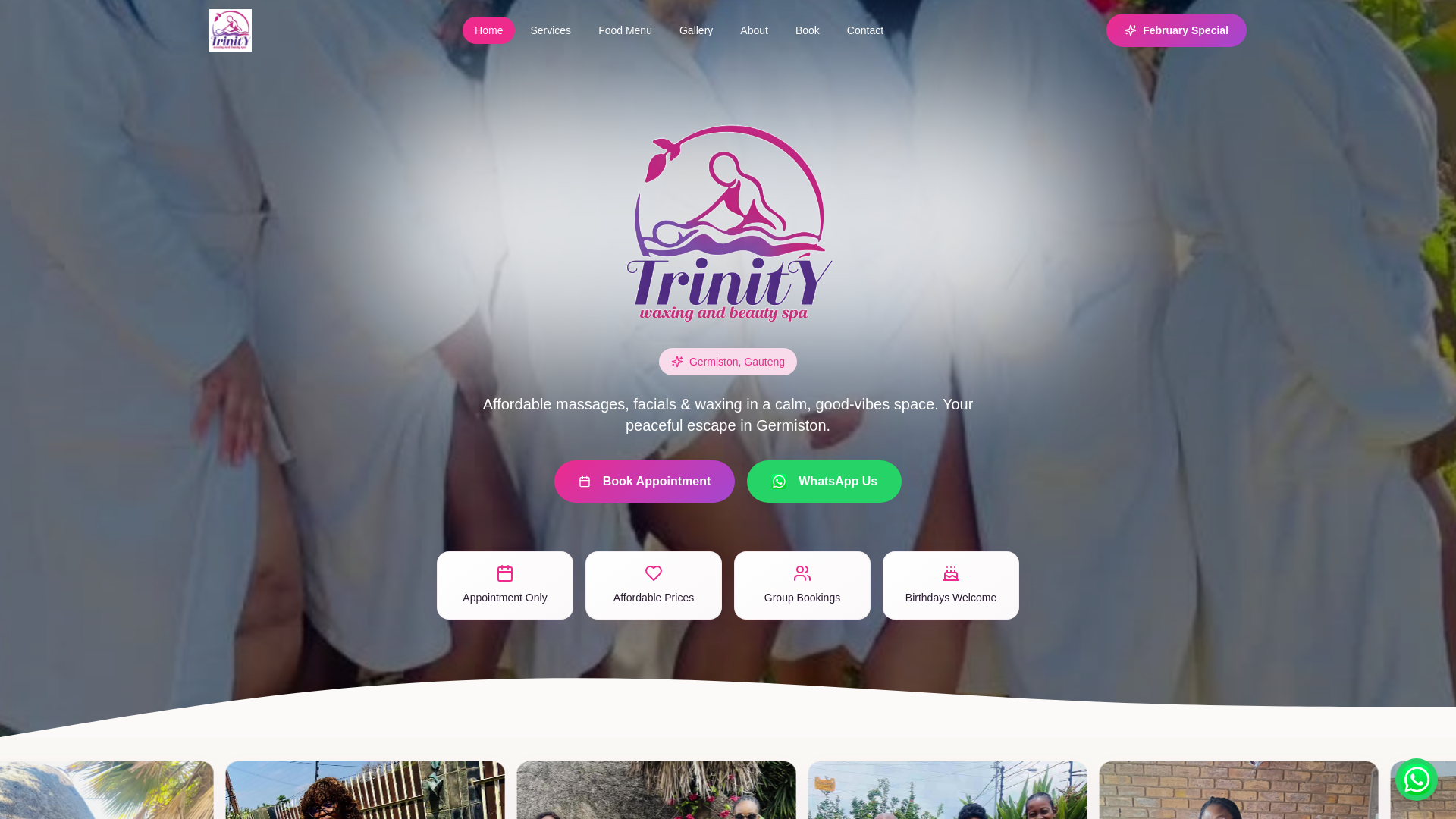 website screenshot of https://trinityspa.co.za