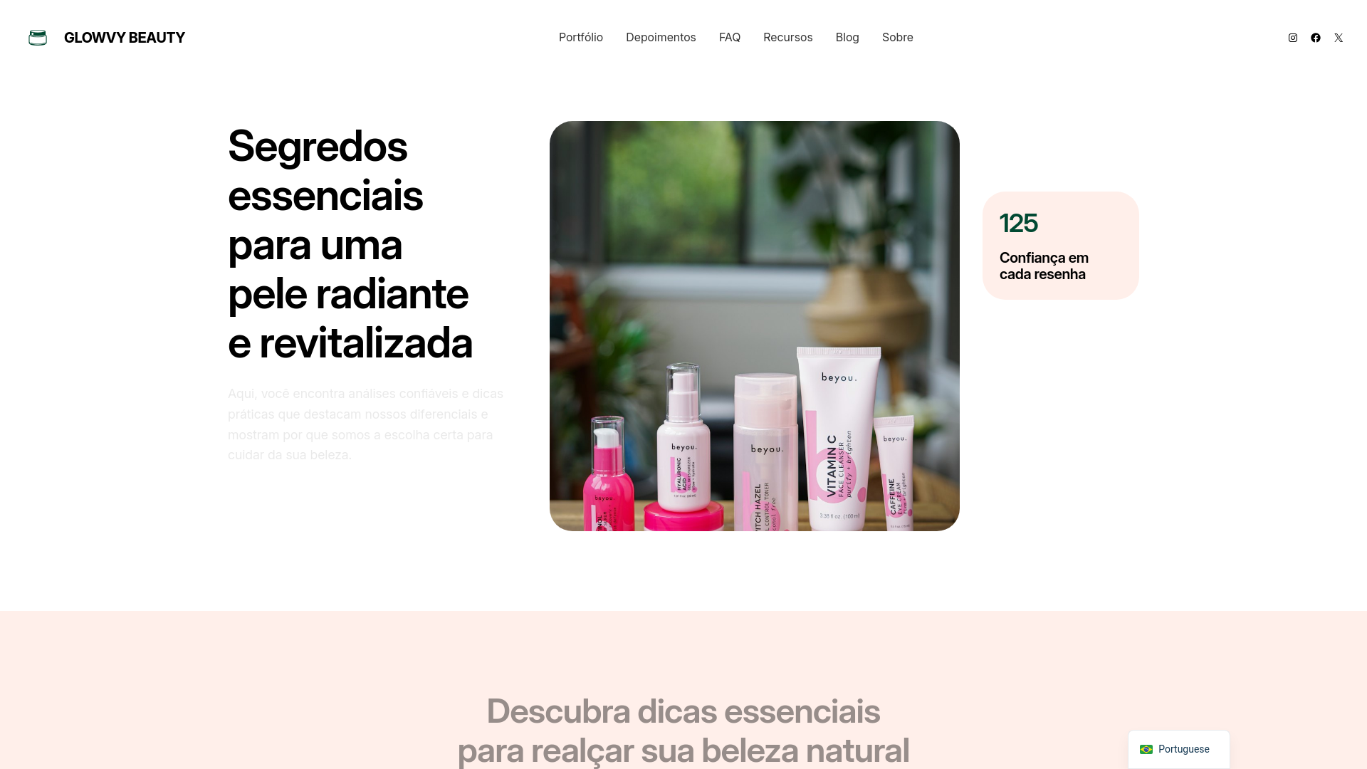 website screenshot of https://glowvybeauty.com.br/