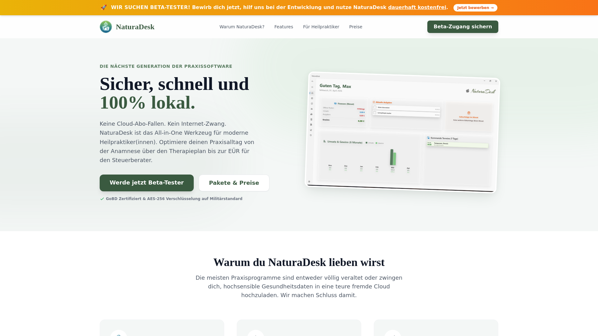 website screenshot of https://naturadesk.de