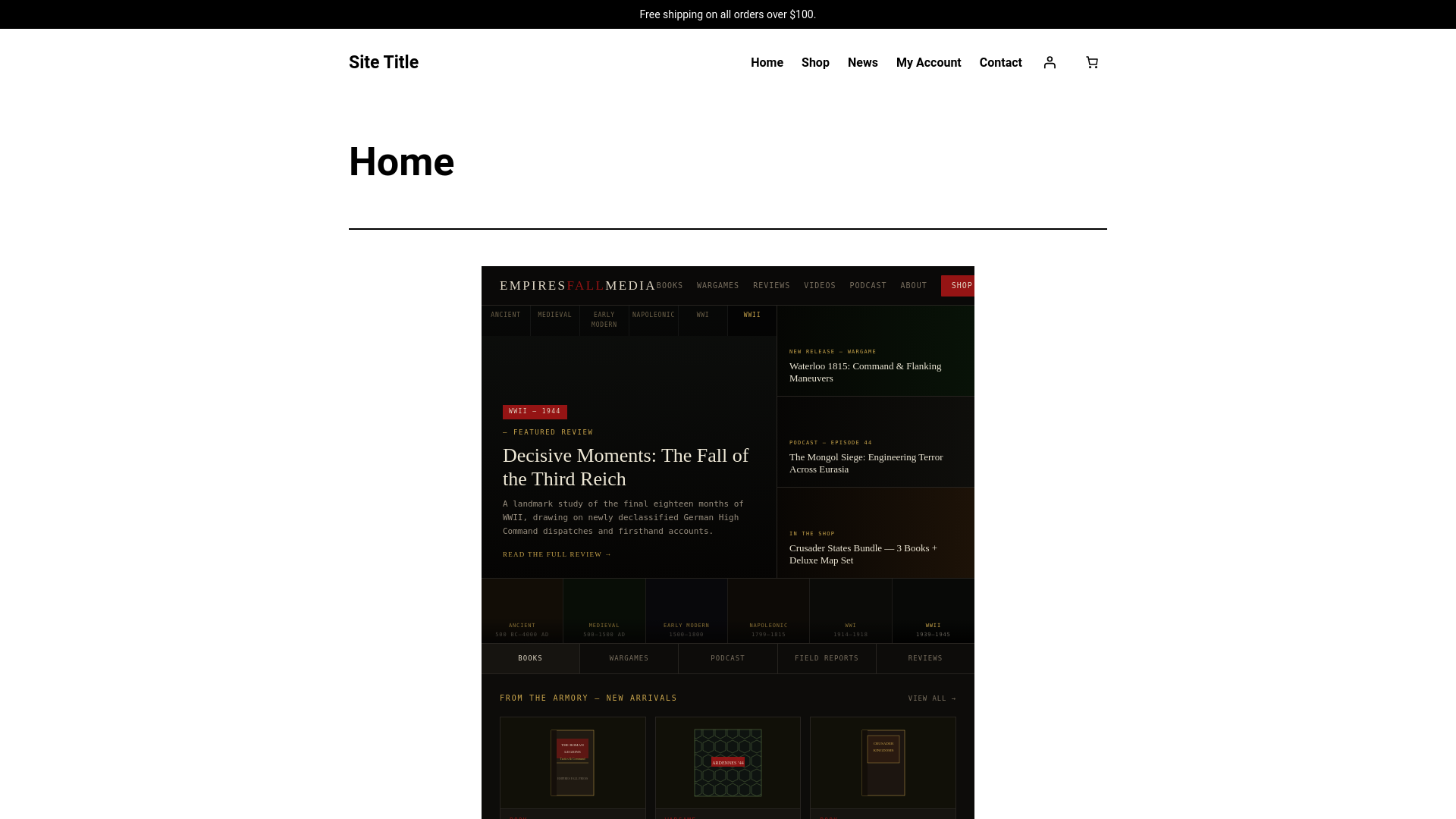 website screenshot of https://empiresfallmedia.com/