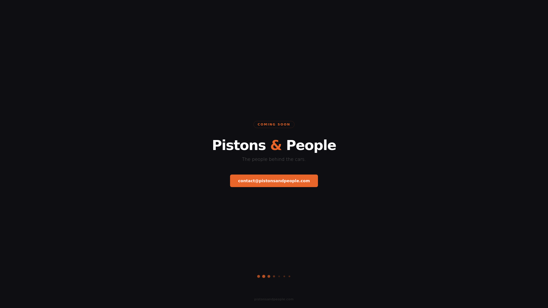 website screenshot of https://pistonsandpeople.com