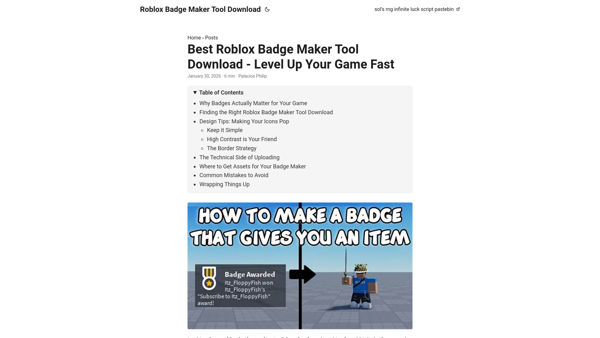 website screenshot of https://robloxbadgemakertooldownload.pages.dev/