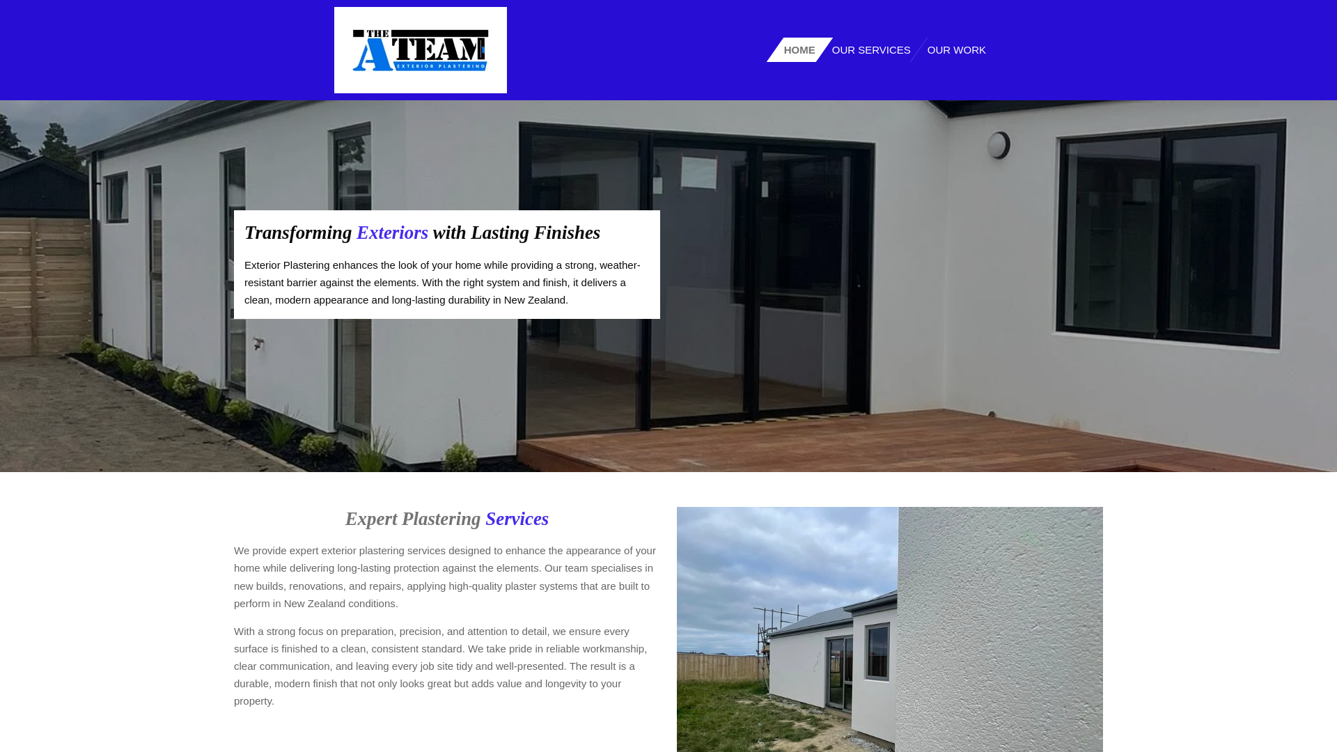 website screenshot of https://theateam-exteriorplastering.com/