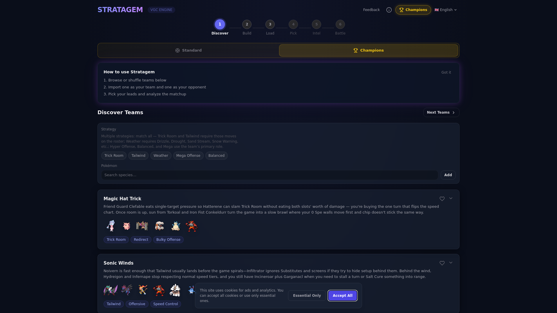 website screenshot of https://stratagemvgc.app