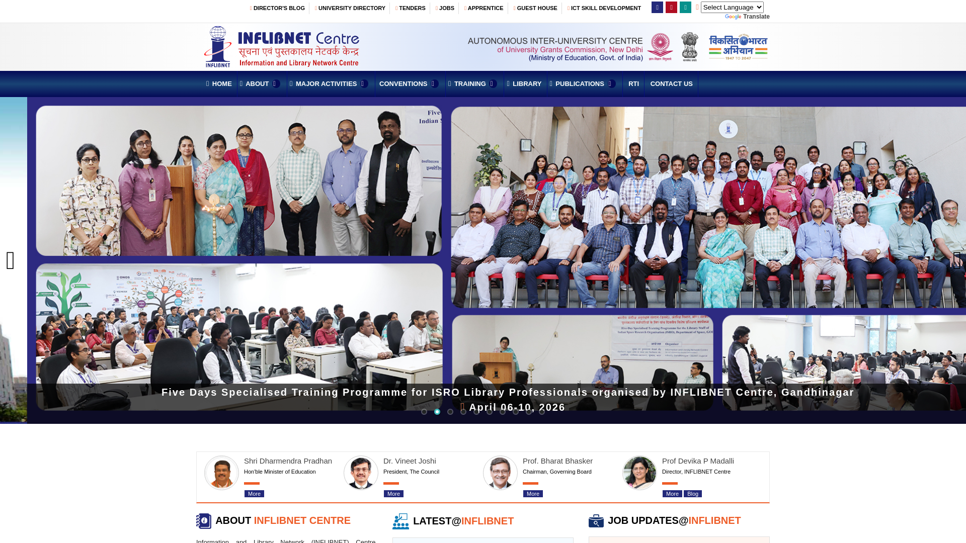 website screenshot of https://inflibnet.ac.in/