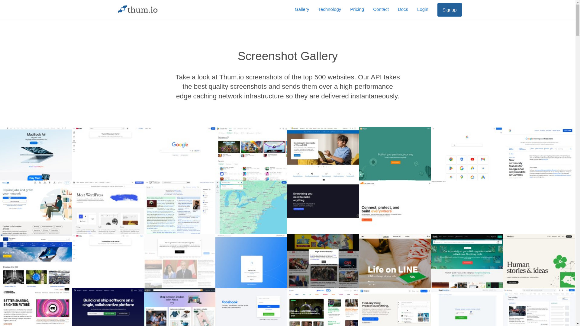 website screenshot of https://www.thum.io/gallery