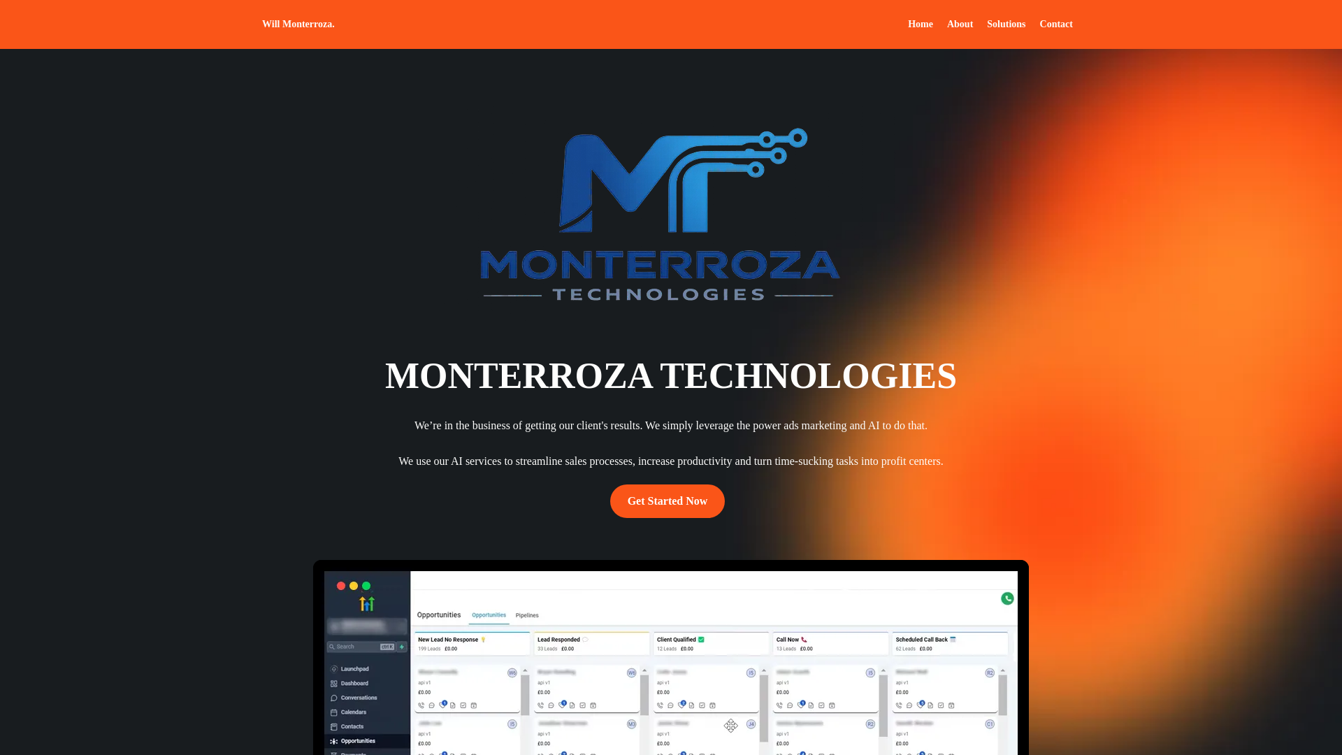 website screenshot of https://monterrozatech.com