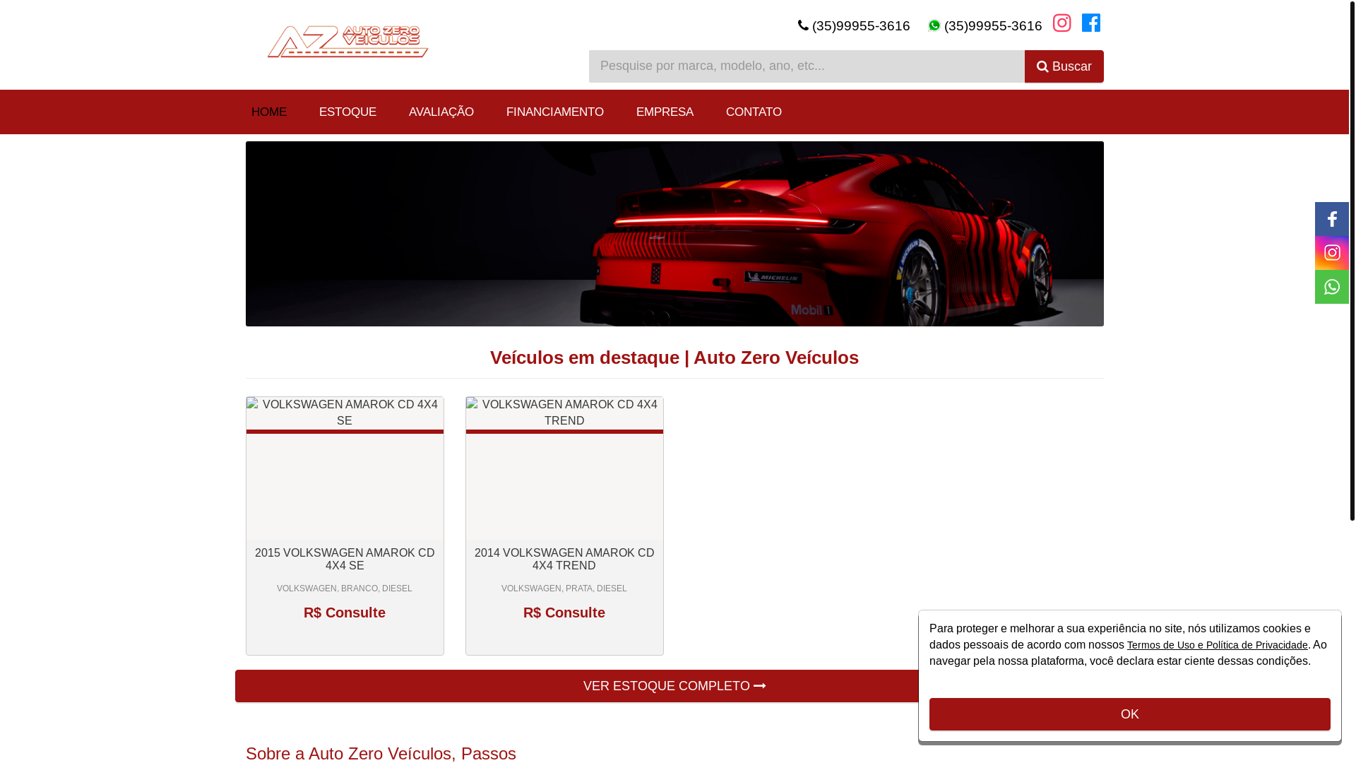 website screenshot of https://autozeroveiculos.com.br/