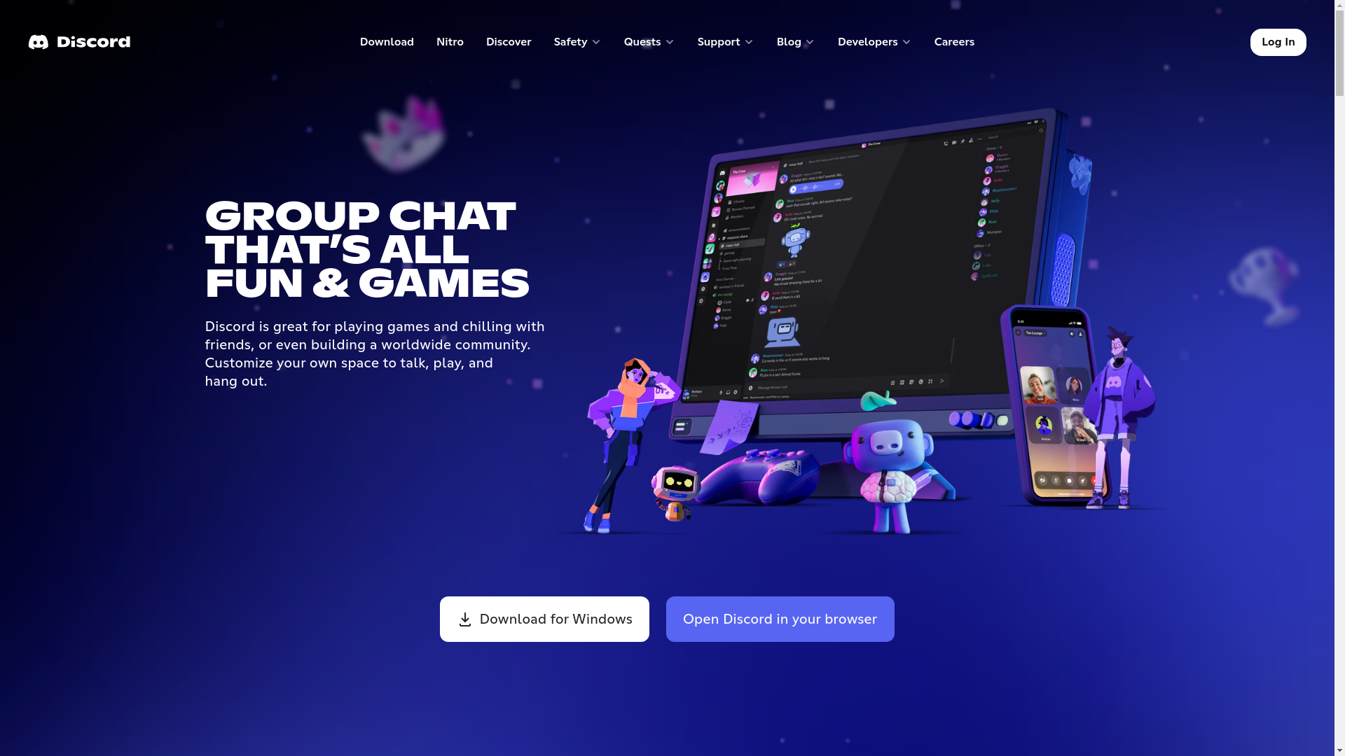 website screenshot of https://ptb.discord.com/