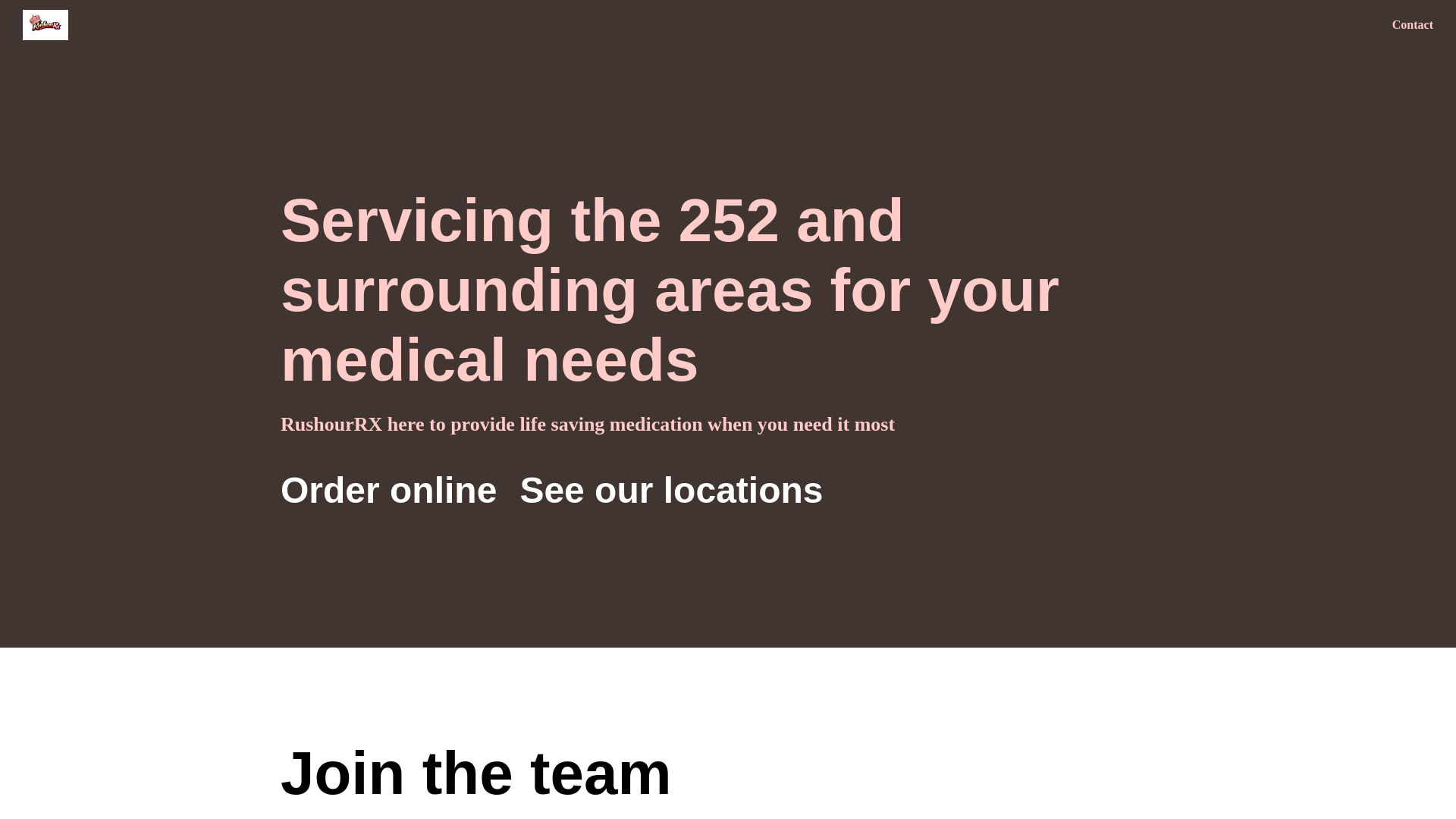 website screenshot of https://rushourrx.com/