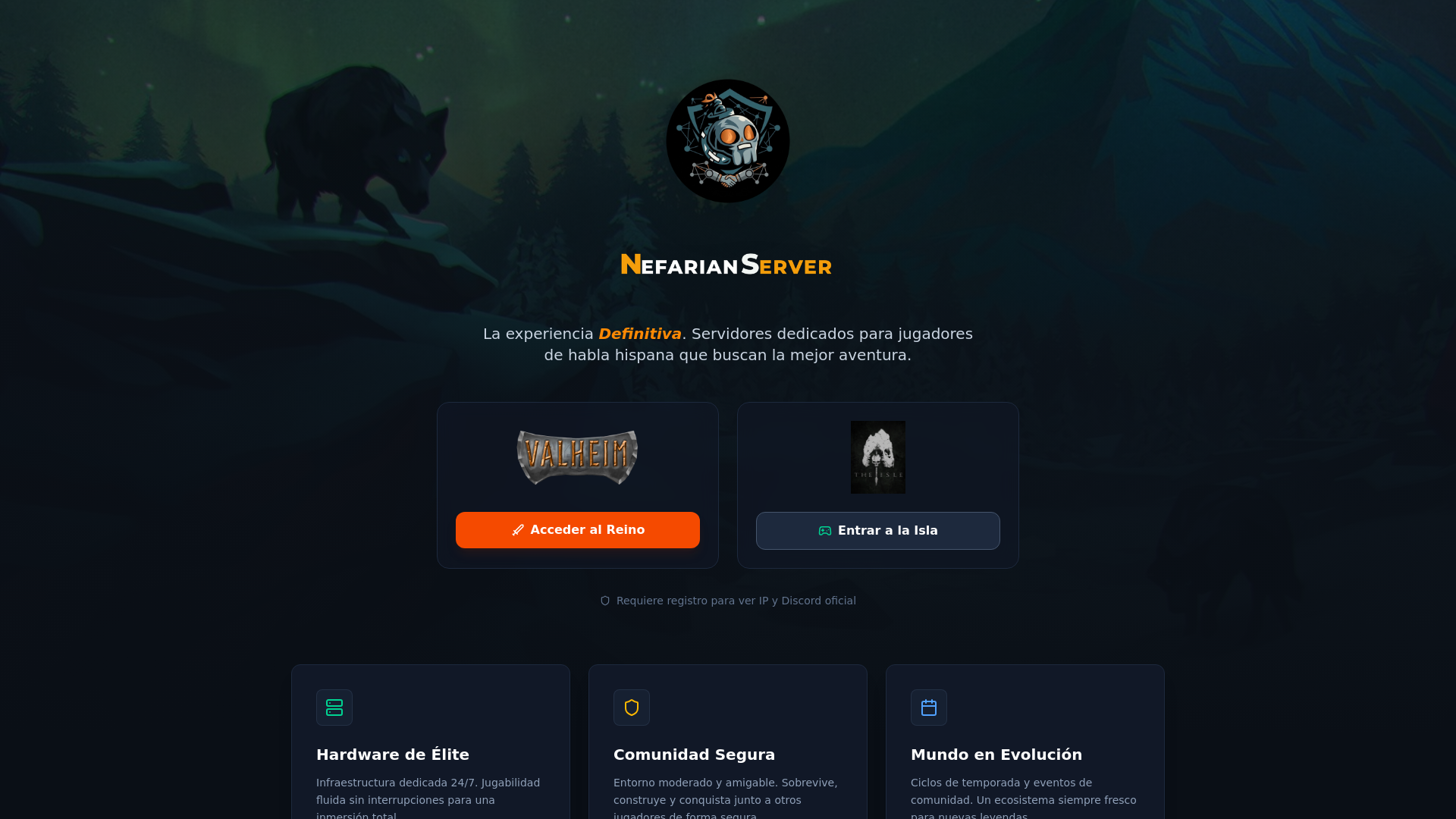 website screenshot of https://nefarian-server-landing.pages.dev/