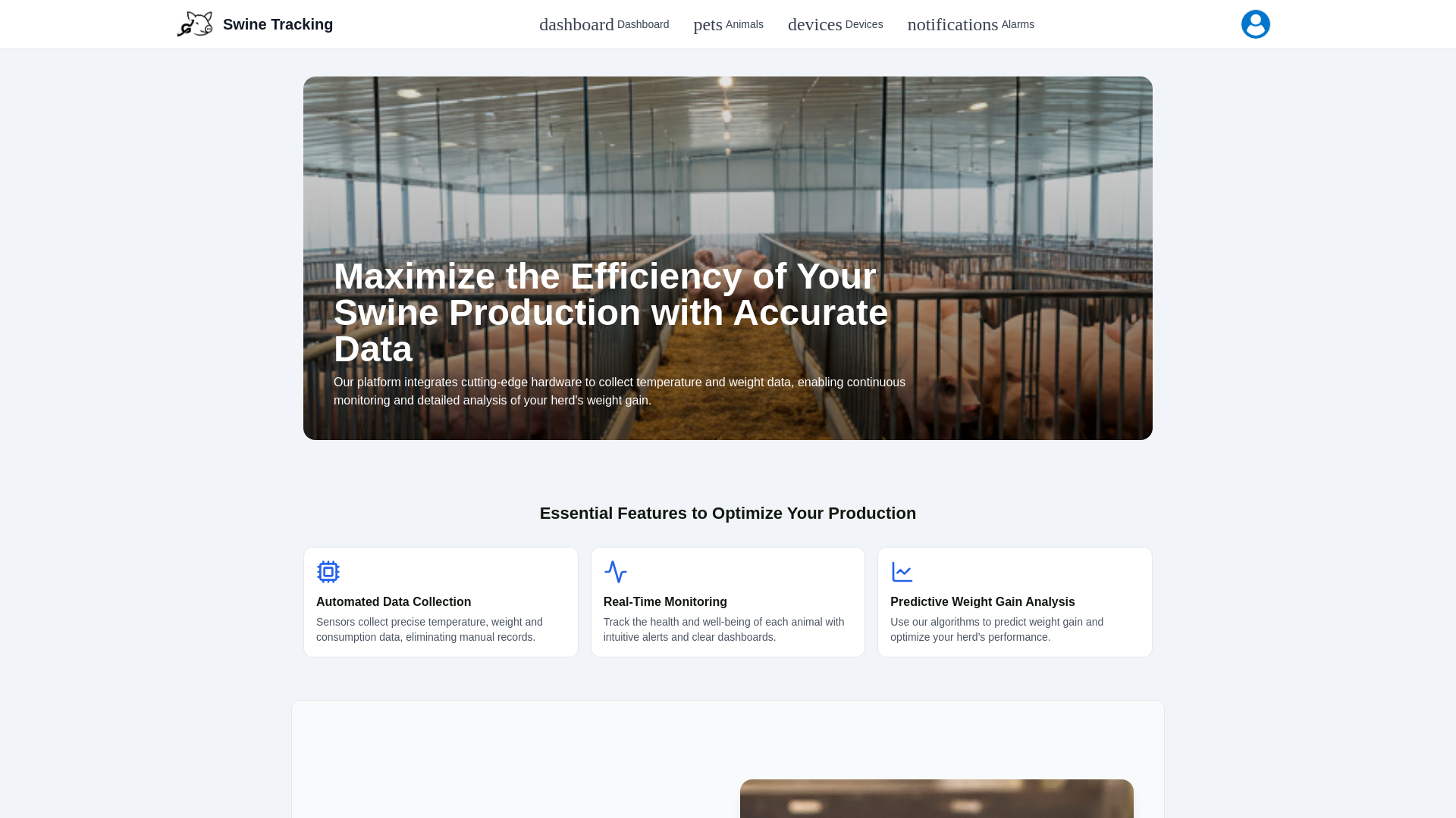 website screenshot of https://swine-tracking.pages.dev/
