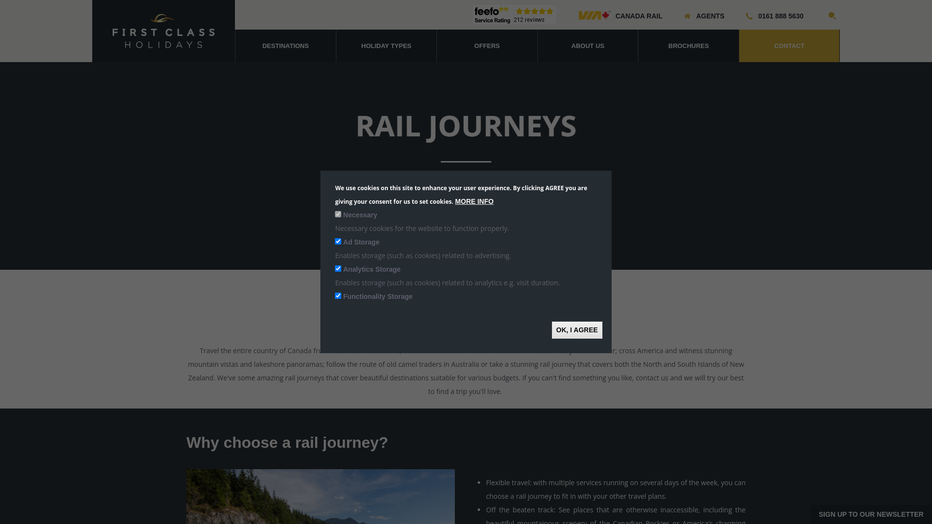 website screenshot of https://firstclassrailholidays.com/