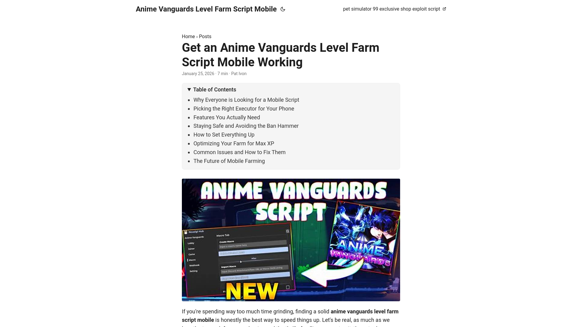 website screenshot of https://anime-vanguards-level-farm-script-mobile.pages.dev/