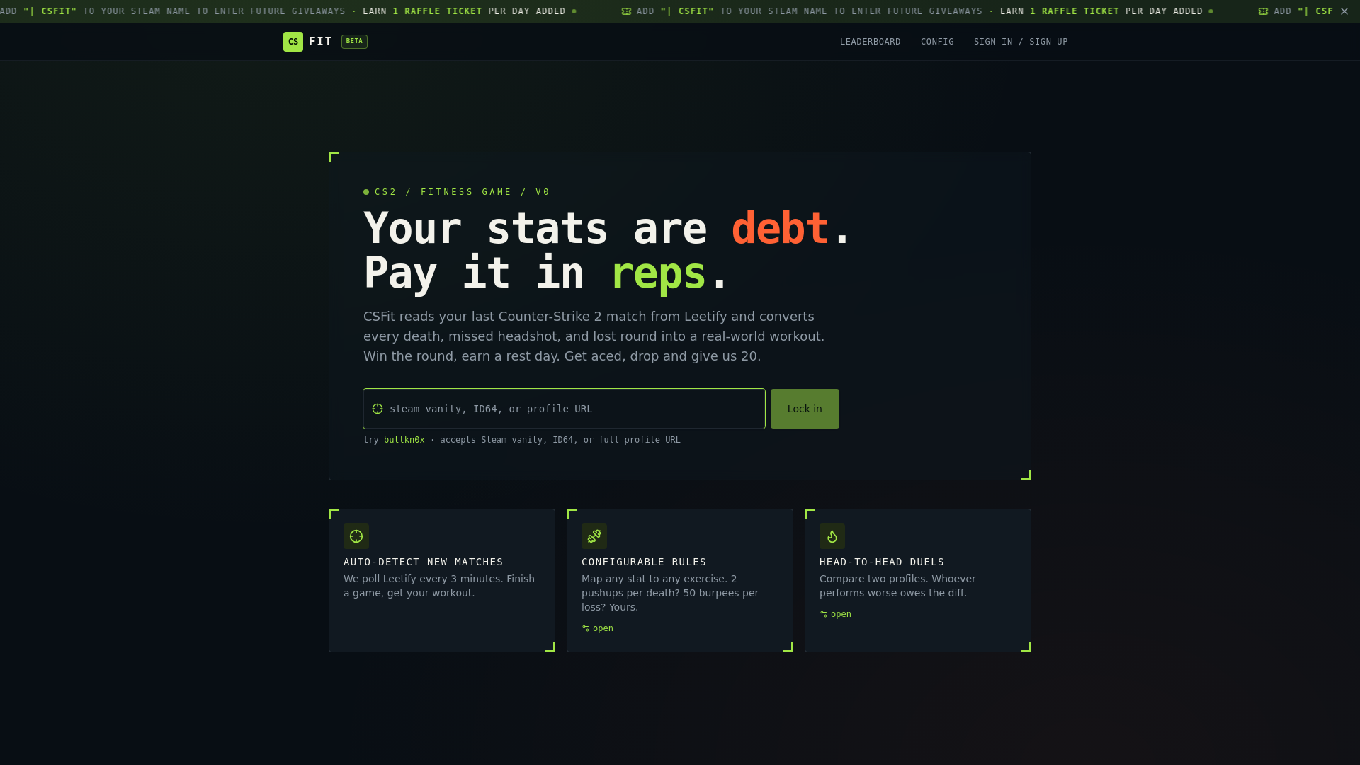 website screenshot of https://fitsteamcommunity.com/
