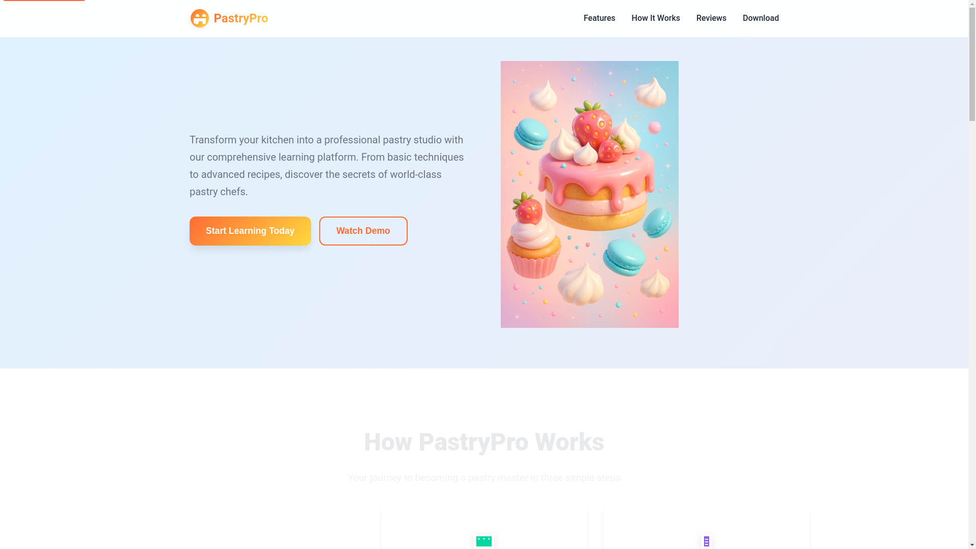 website screenshot of https://procorepastry.space/