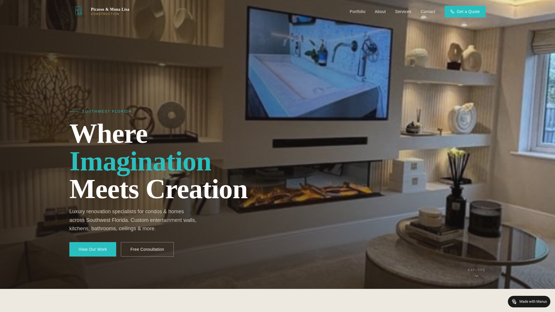 website screenshot of https://picassomonalisaconstruction.com/