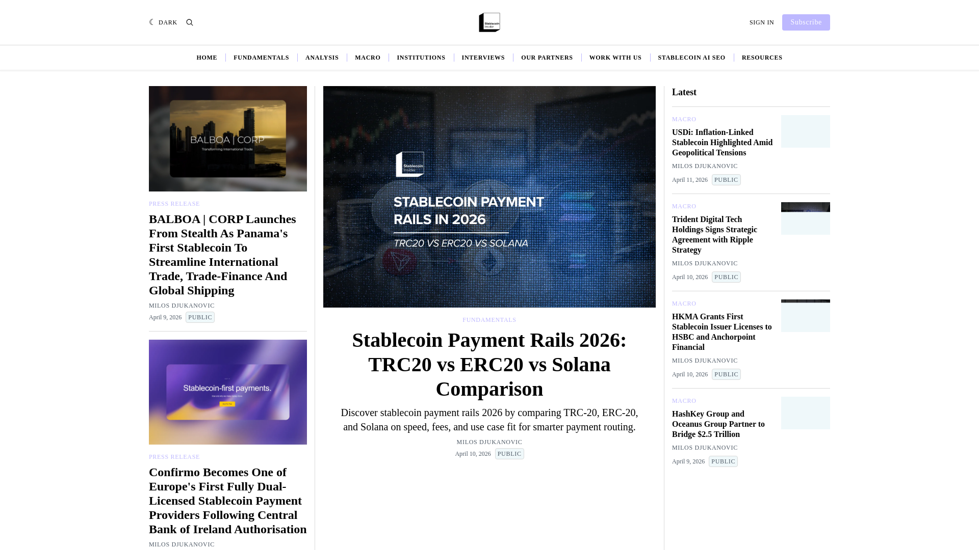 website screenshot of https://getstablecoinreport.com/