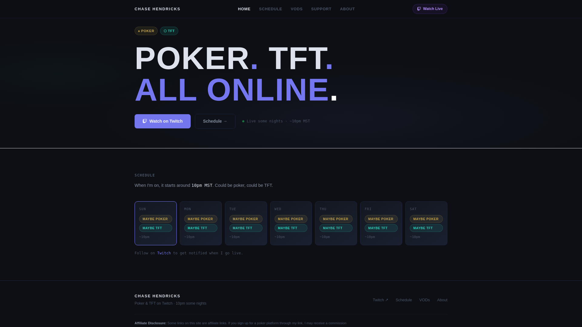 website screenshot of https://chasehendricks.pages.dev/