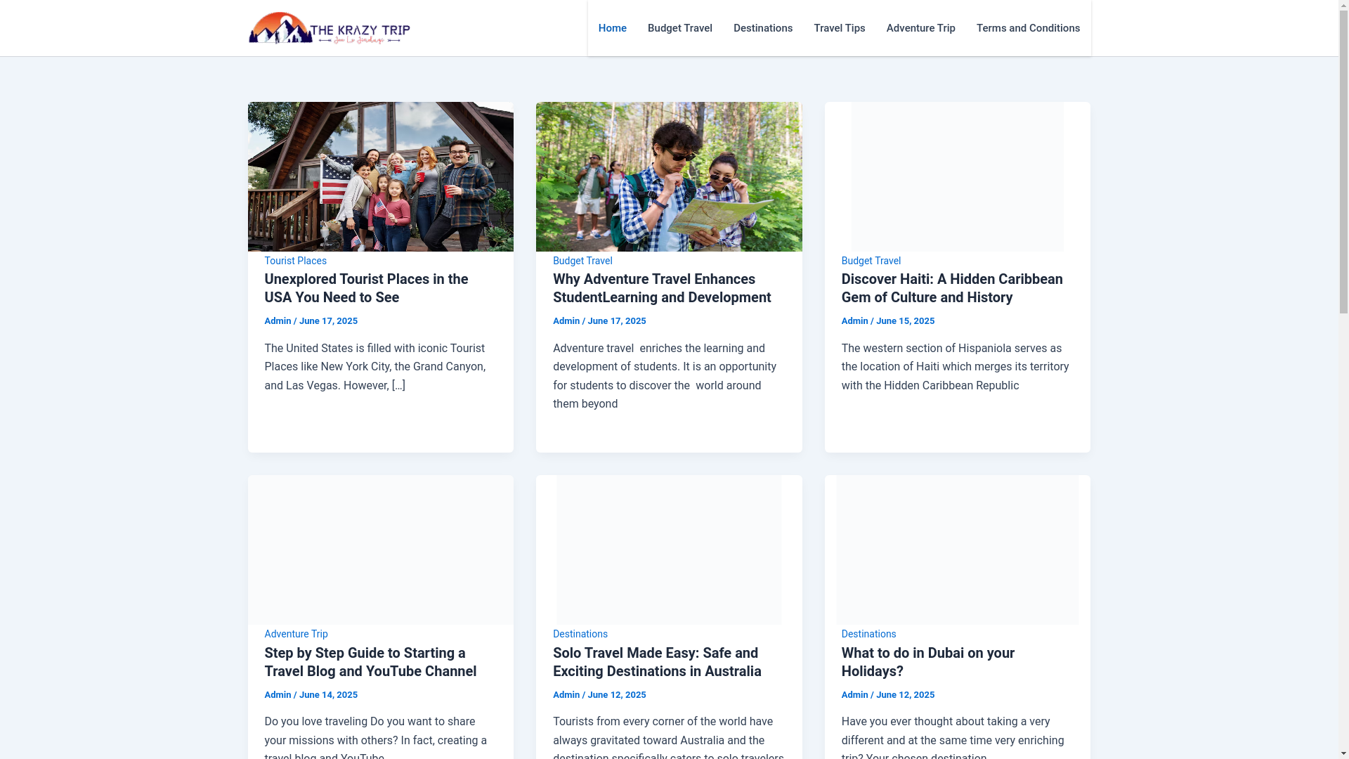 website screenshot of https://thekrazytrip.com/