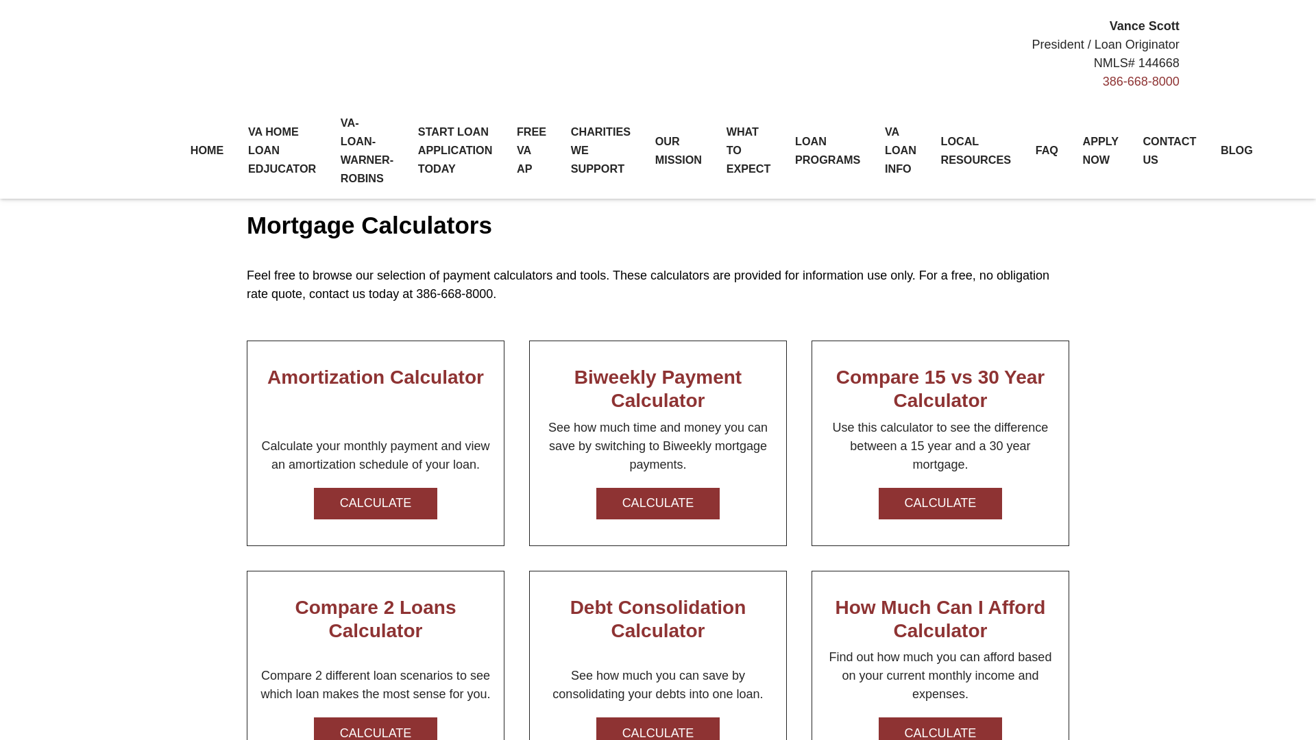 website screenshot of https://approvedcalculator.com/