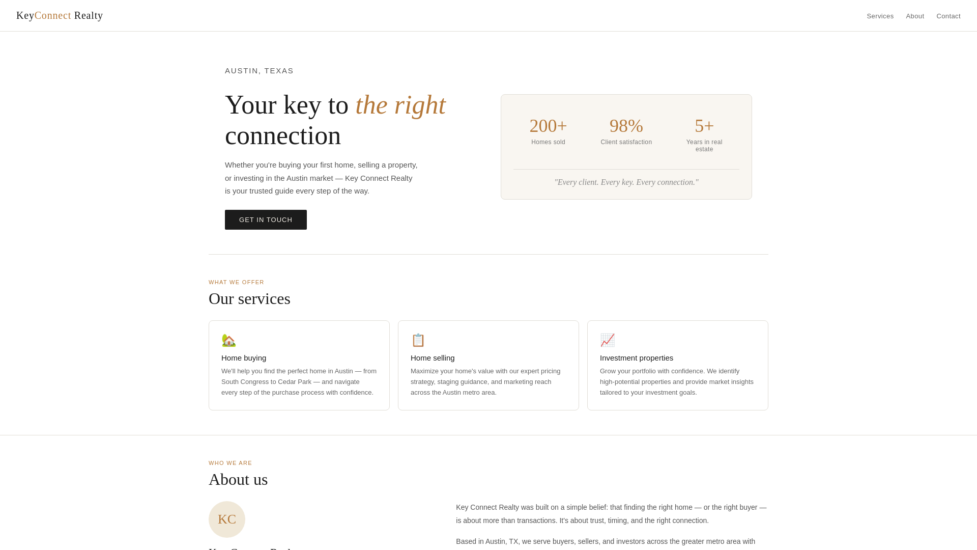 website screenshot of https://keyconnectrealty.com/
