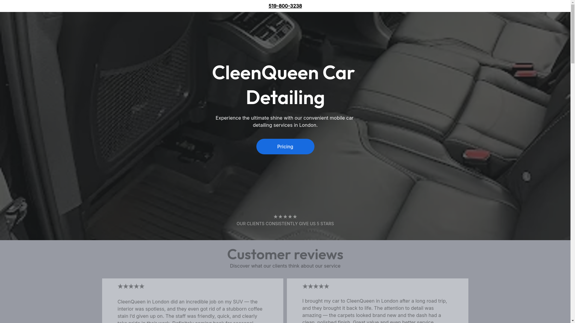 website screenshot of https://cleenqueencardetailing.site/