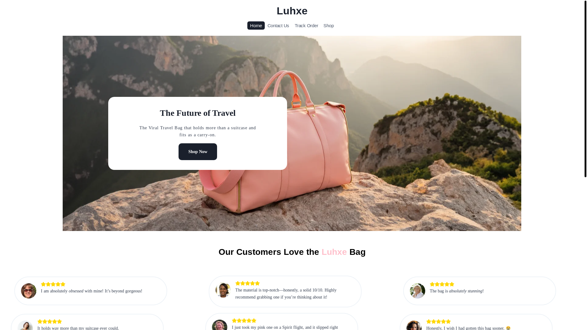 website screenshot of https://luhxetravelbag.com/