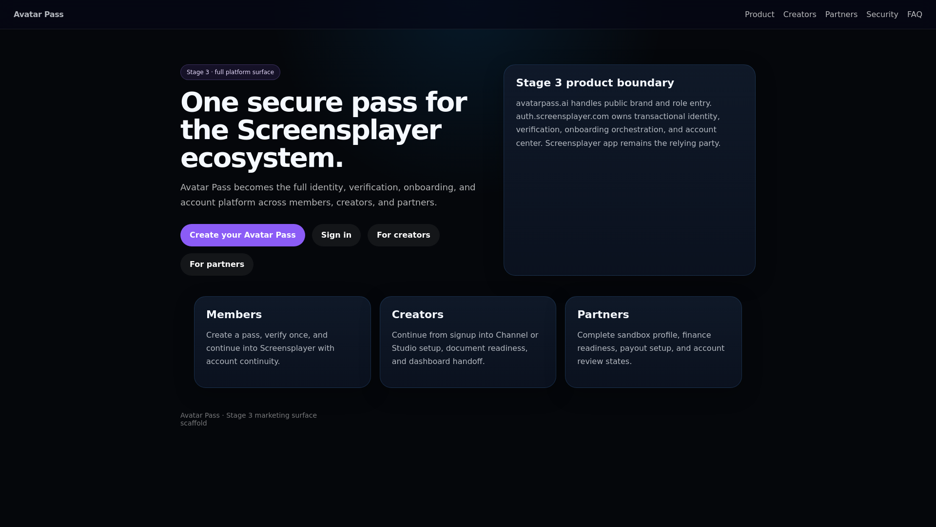 website screenshot of https://avatarpass.ai/