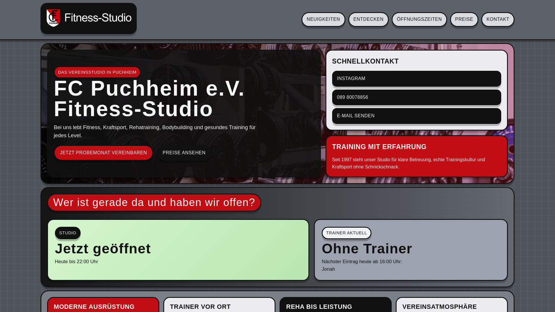 website screenshot of https://fcpuchheim-fitness.de/
