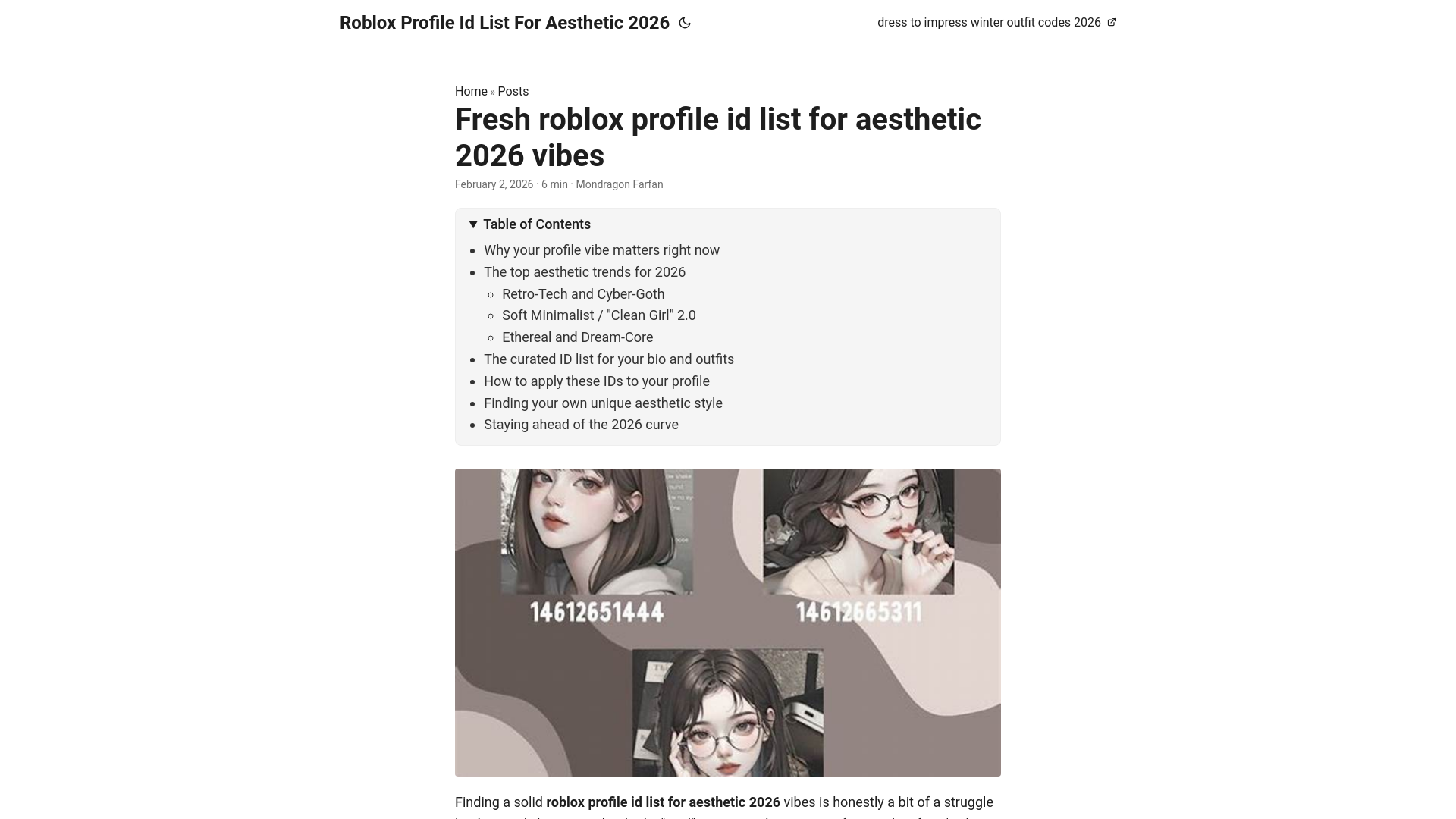 website screenshot of https://roblox-profile-id-list-for-aesthetic-2026.pages.dev/
