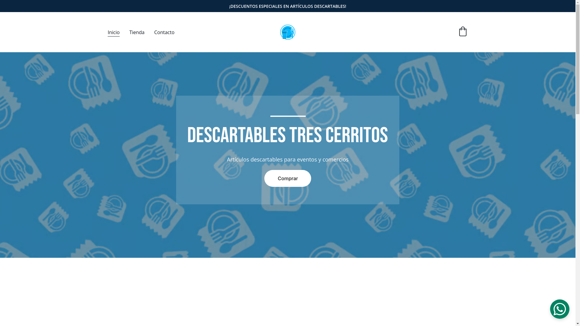 website screenshot of https://descartablestrescerritos.shop/