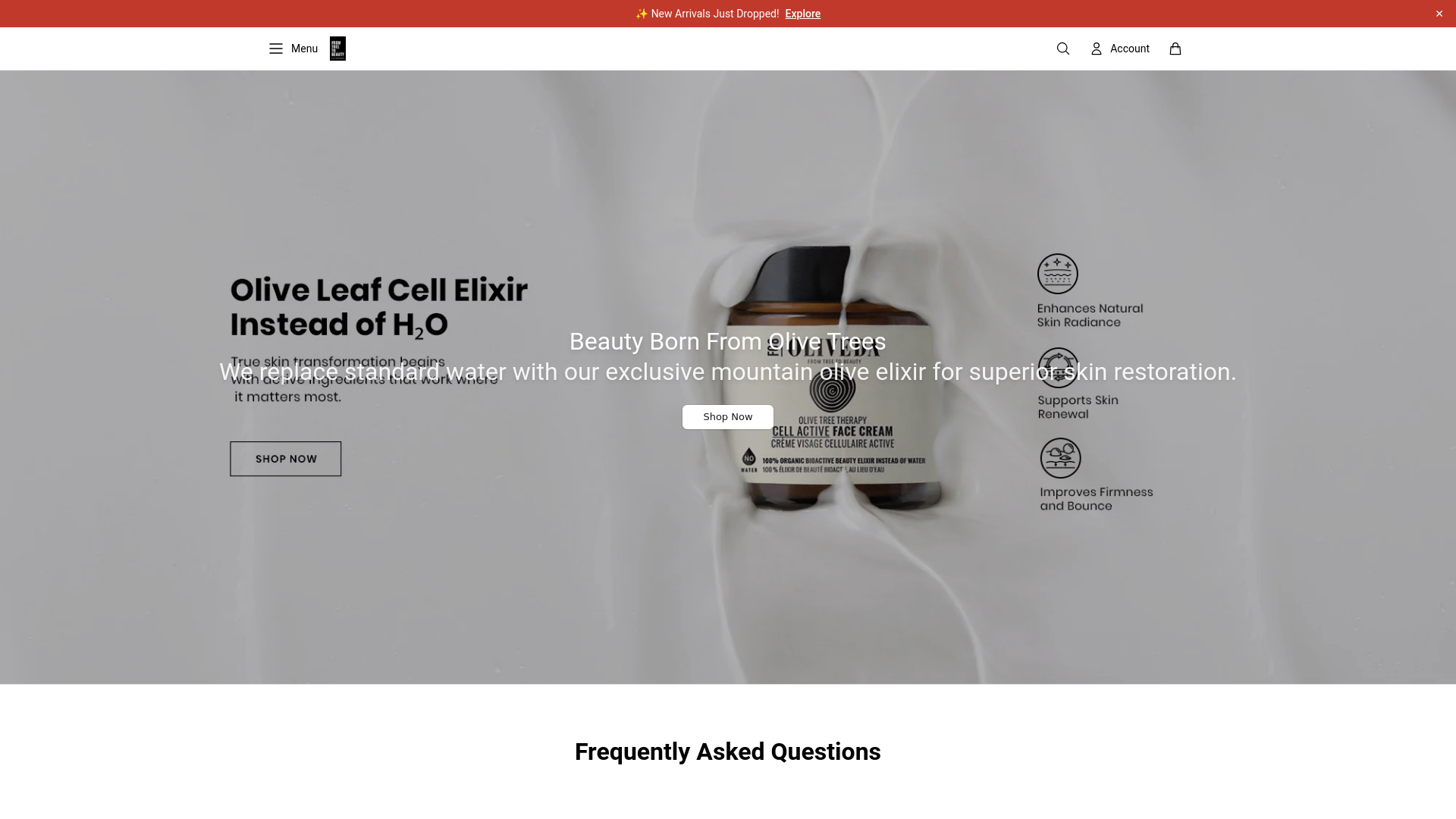 website screenshot of https://olivetreepeoplebeauty.shop/