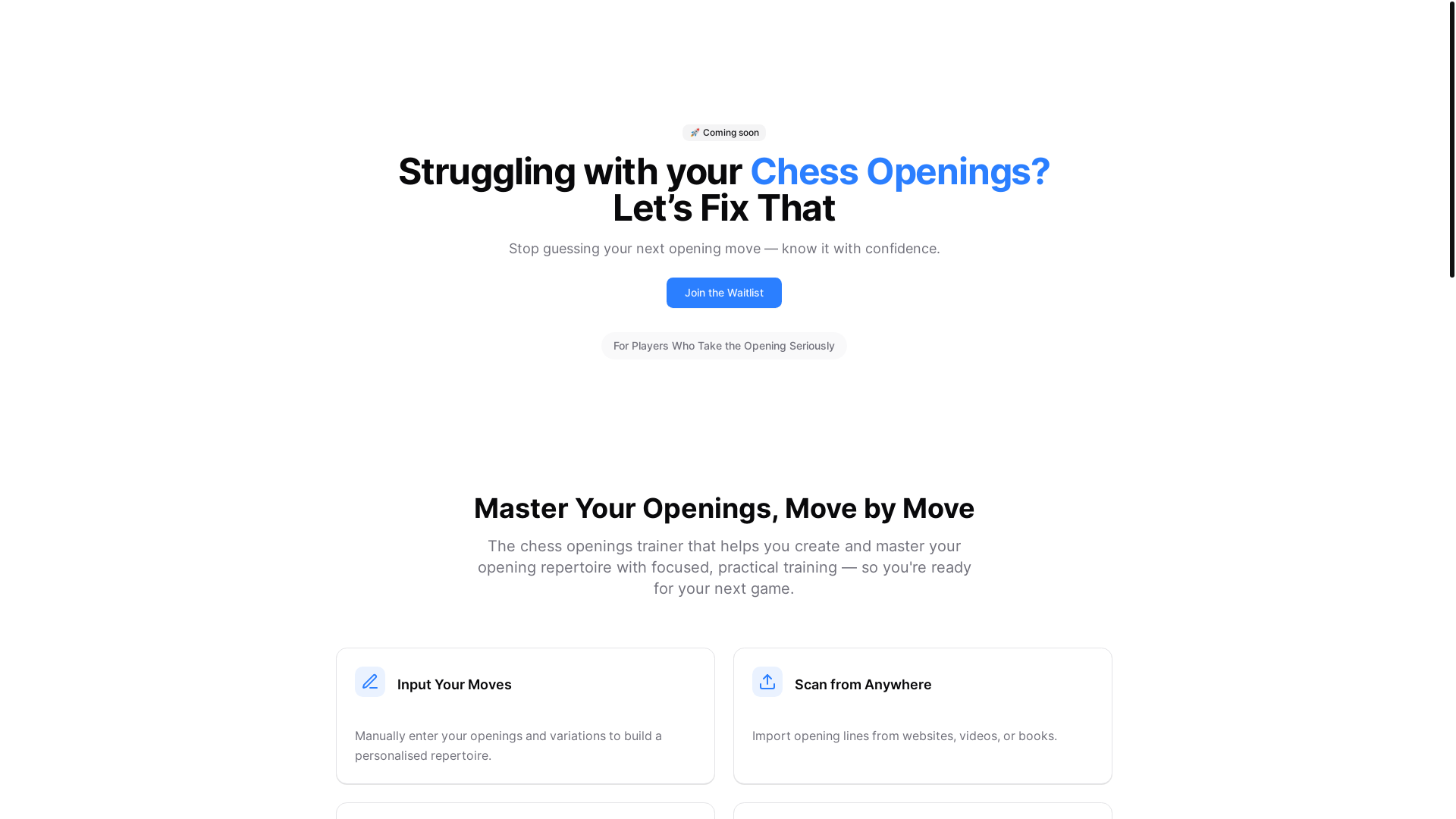 website screenshot of https://openingchesstrainer.pages.dev/