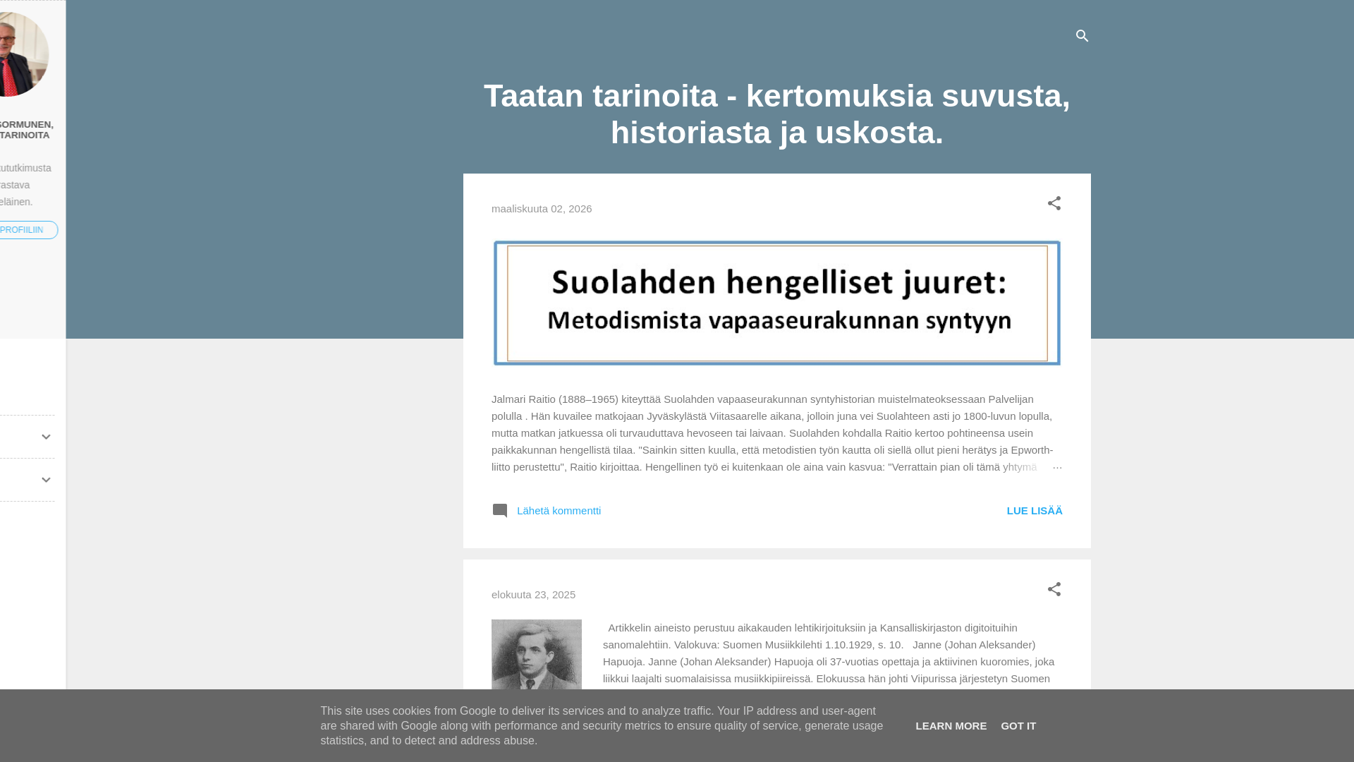 website screenshot of https://taatantarinoita.fi/
