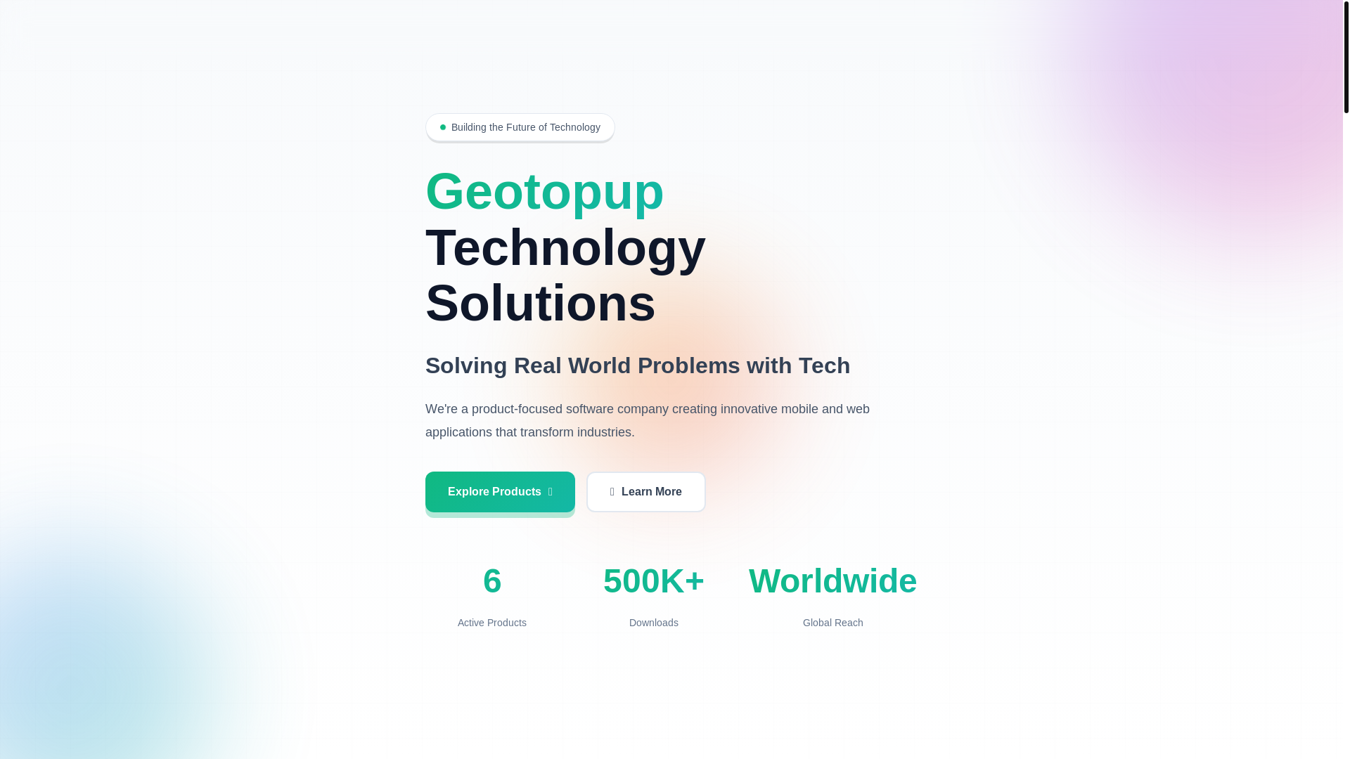 website screenshot of https://geotopuptechnologysolutions.com/