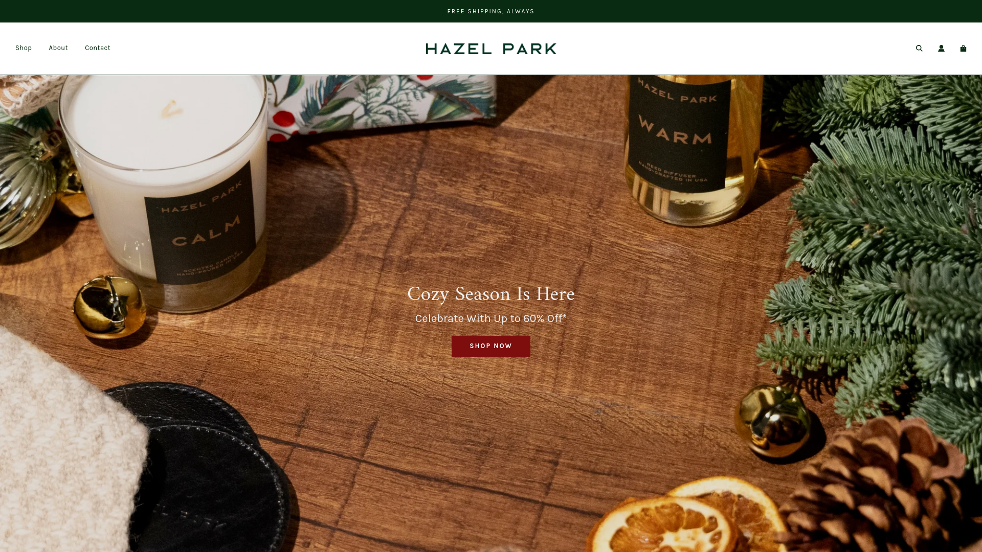 website screenshot of https://www.hazelparkhome.com