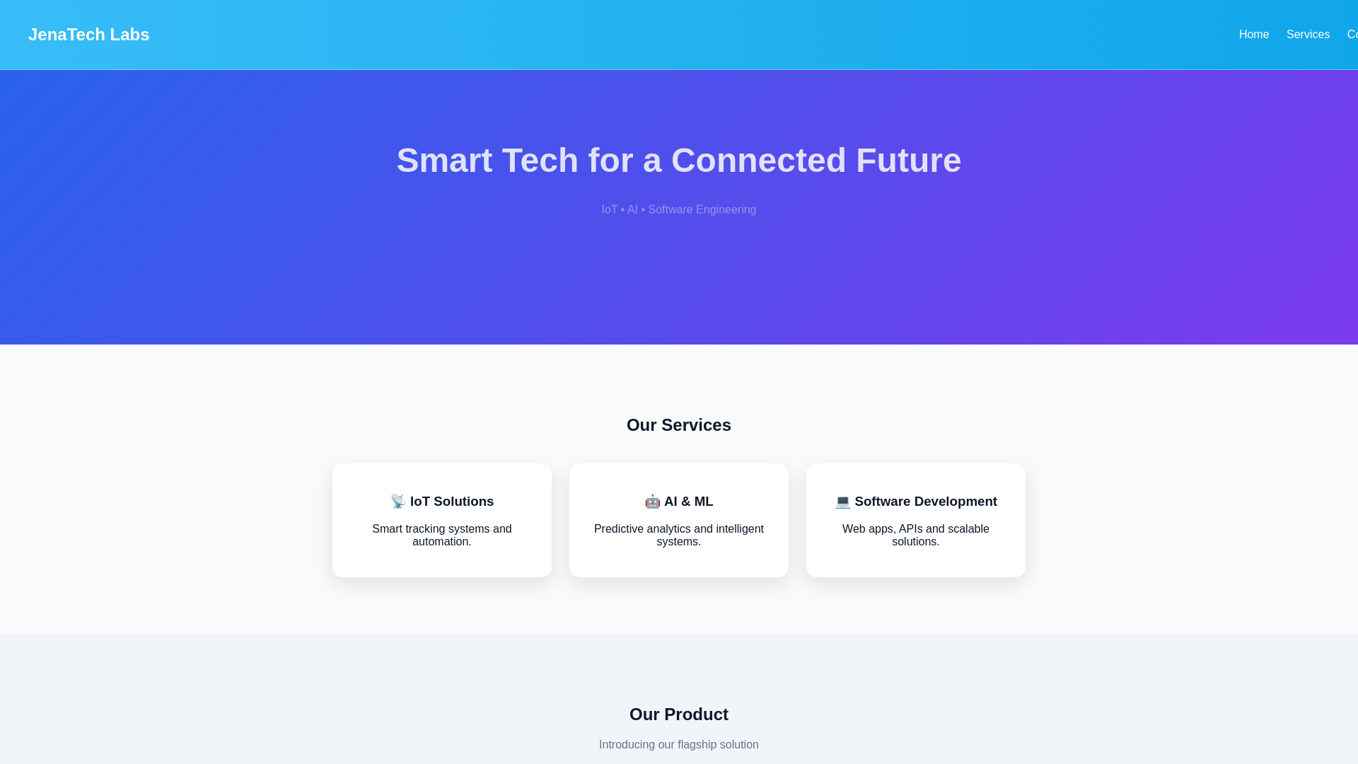 website screenshot of https://jenatechlabs.com