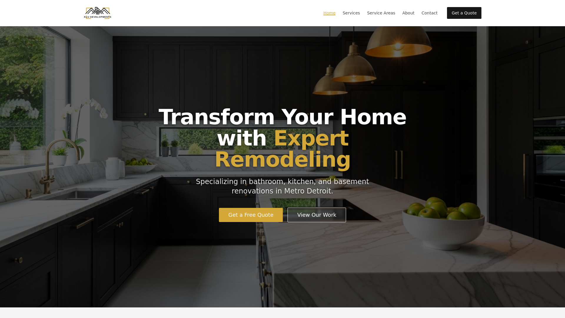 website screenshot of https://kludevelopments.com/