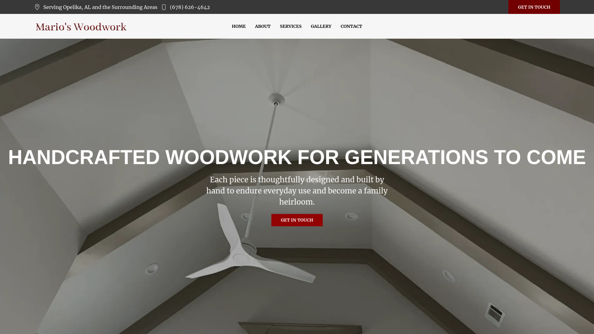 website screenshot of https://marioswoodwork.com/